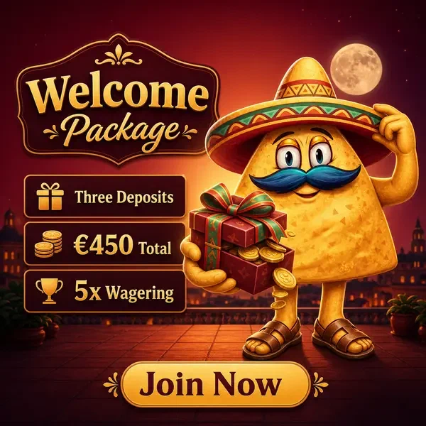 Chip nacho El Mariachi che presenta regalo di benvenuto sul tetto delle scommesse sportive Casinacho Sportsbook