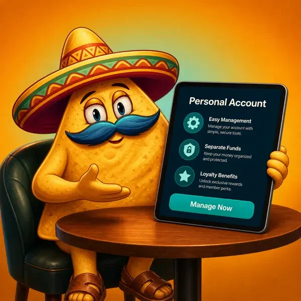El Mariachi presentando panel de cuenta personal en interfaz de tablet de Casinacho Casino